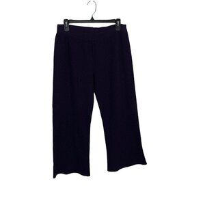 Anthropologie Beatrice B Italia Navy Blue Wool Knit Wide Leg Pants 8
